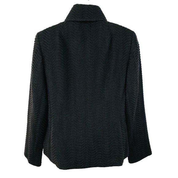 Akris Women's Size 10 Wavy Texture Wool Silk Asymmetrical Front Brown Jacket - Picture 3 of 9